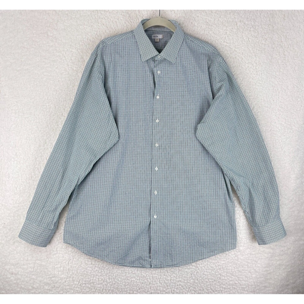 Nordstrom Rack Green Plaid Button-Down‎ Dress Shirt Mens Long Sleeve Size XL